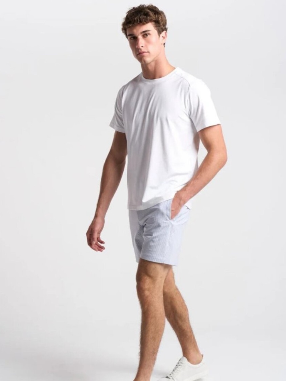 BIRDDOGS Gym Shorts Lined Flying Wasp Seersucker Blue White Striped L - Picture 3 of 6